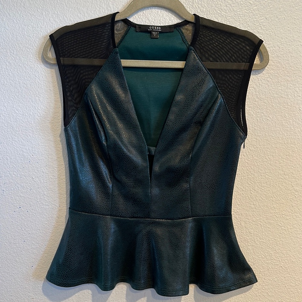 GUESS Python Peplum & Mesh Top - Small